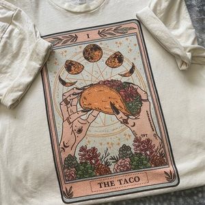 🌮The Pine Torch🌮 Taco Tarot Card TShirt in Cream